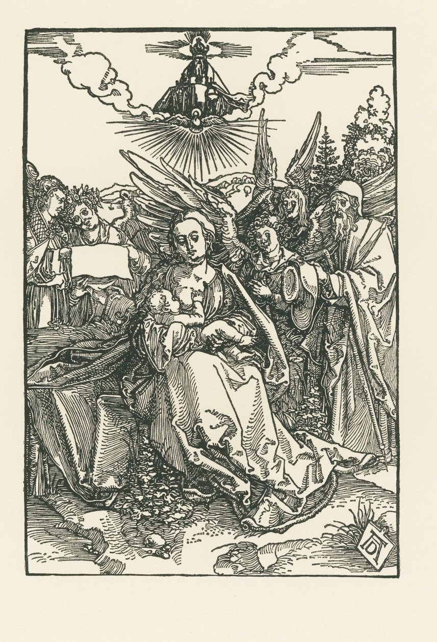 Sagrada Familia con cinco ángeles, c.1503-04 (xilografía) de Albrecht Dürer or Duerer
