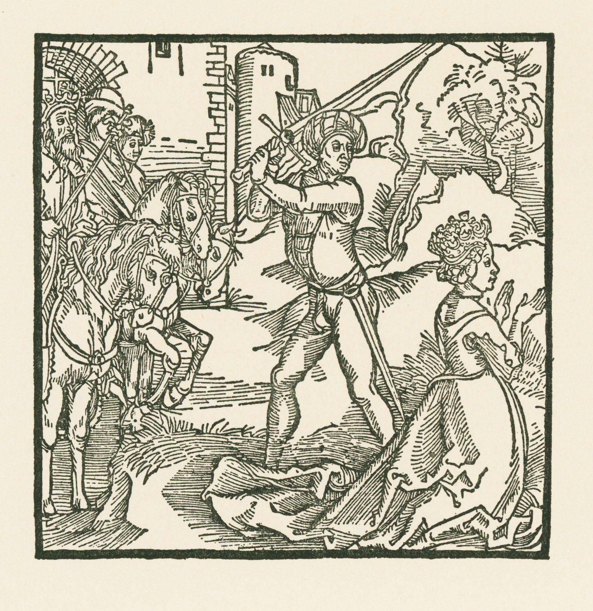 El rey Jehú hace decapitar a su esposa Jezabel de Albrecht Dürer or Duerer