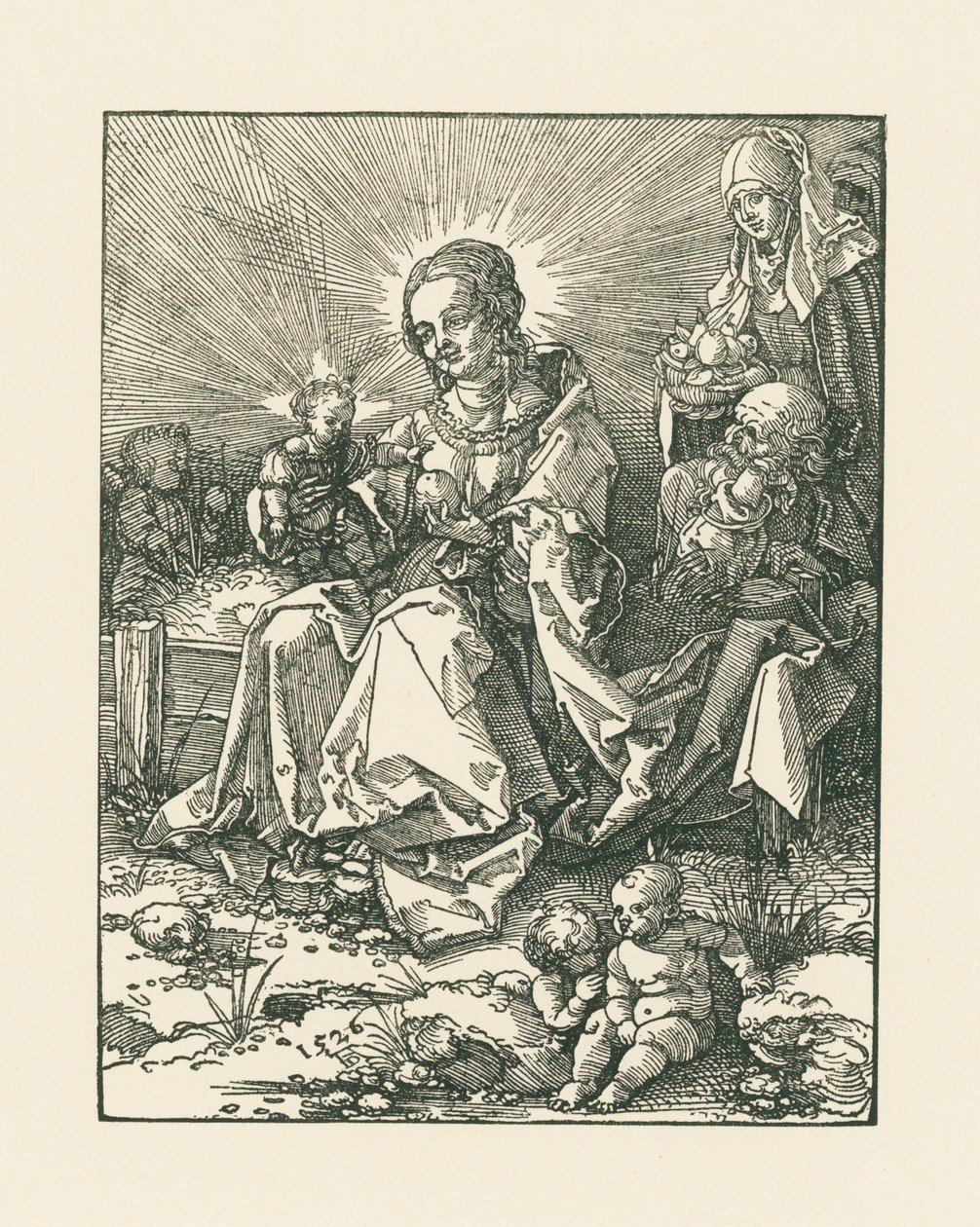 Virgen en un banco cubierto de hierba con San José y Santa Ana de Albrecht Dürer or Duerer