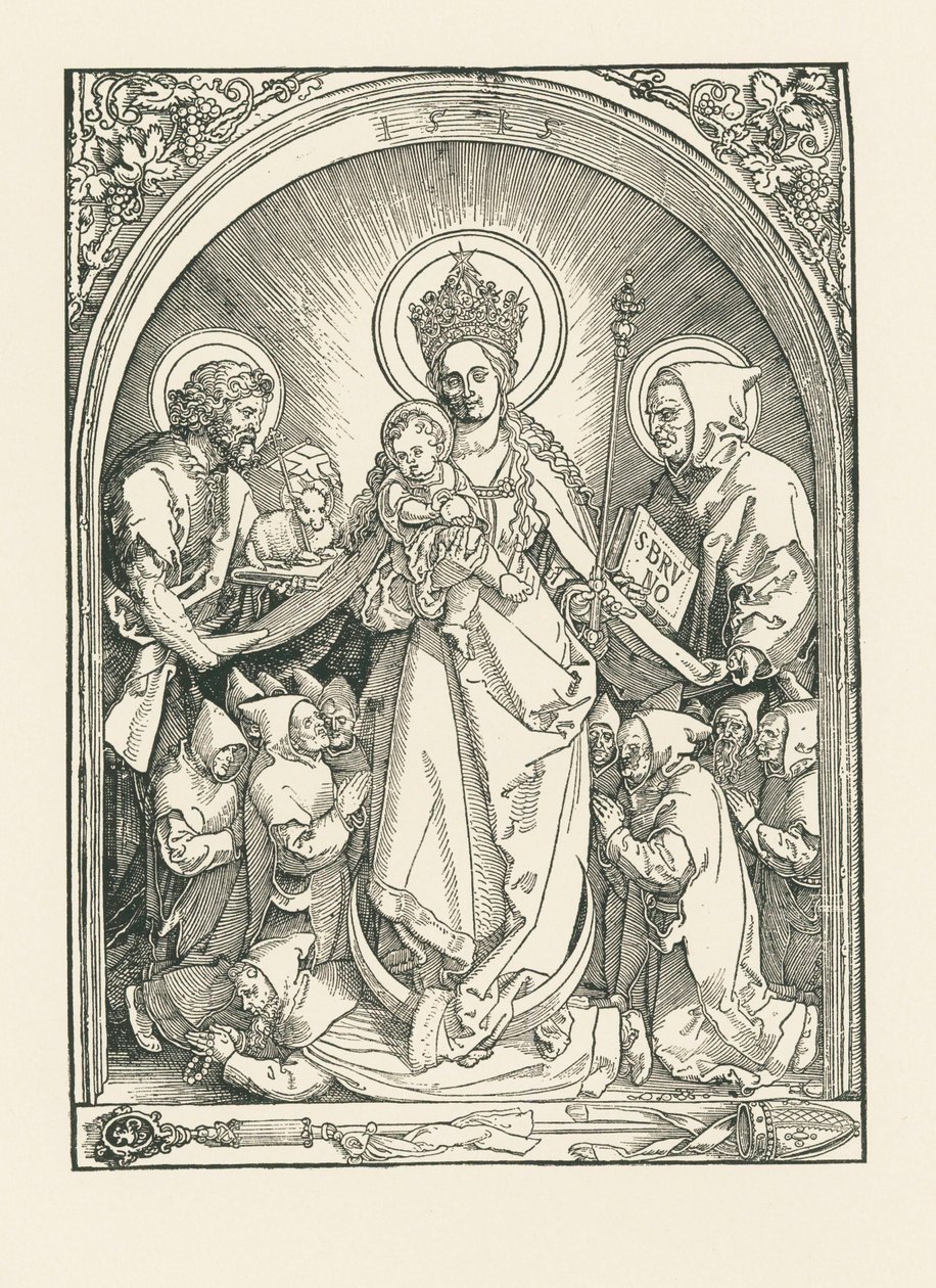 Virgen con monjes cartujos, santos Juan Bautista y Bruno de Albrecht Dürer or Duerer