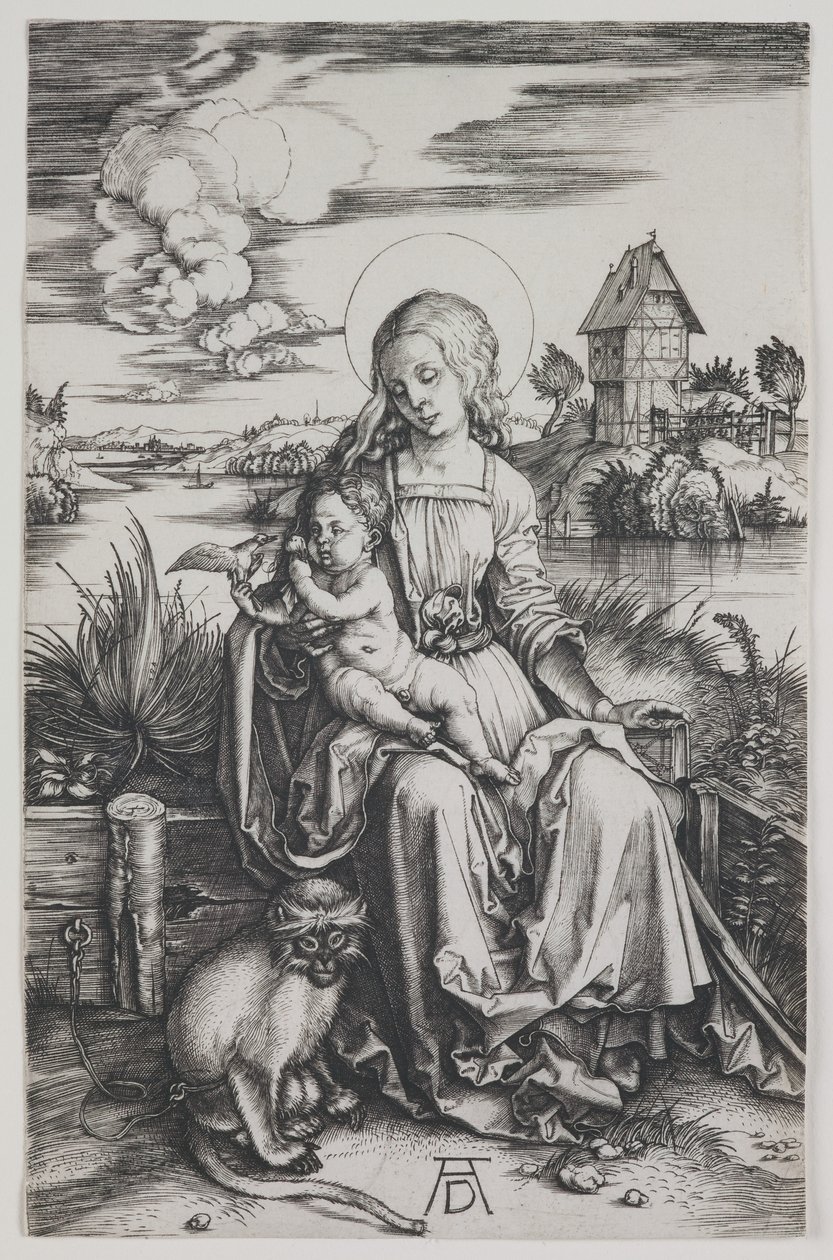 Virgen con el mono, c.1498 (grabado) de Albrecht Dürer or Duerer