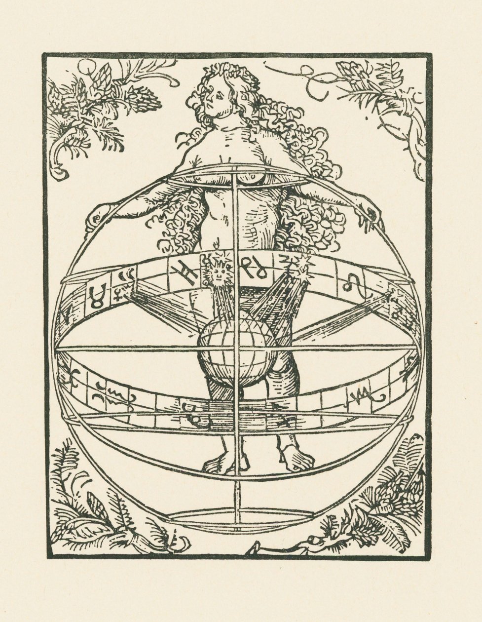 Mujer desnuda con el zodíaco, c.1502-03 (xilografía) de Albrecht Dürer or Duerer