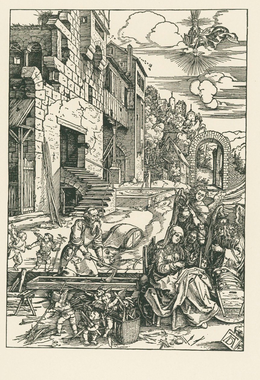 Descanso en la huida a Egipto, c.1502 (xilografía) de Albrecht Dürer or Duerer
