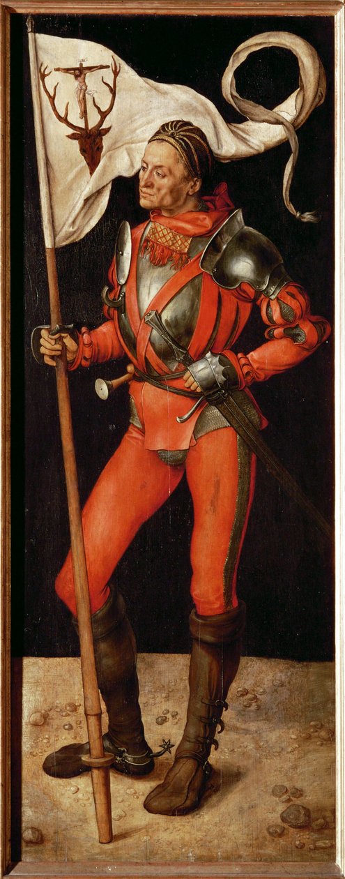 Ala derecha del Paumgartner-Altar: San Eustaquio (pintura sobre madera de tilo) de Albrecht Dürer or Duerer
