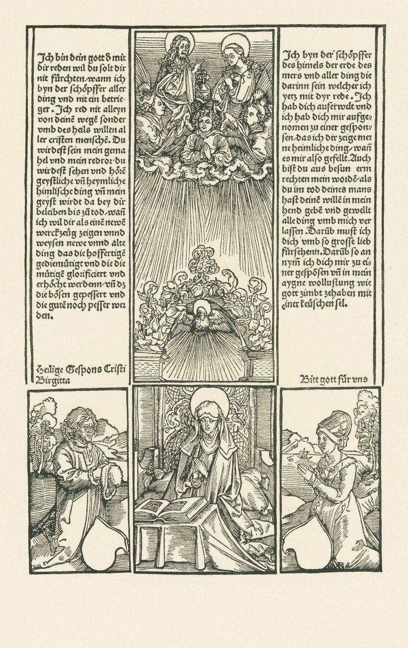 Santa Birgitta como intercesora, con un matrimonio rezando de Albrecht Dürer or Duerer