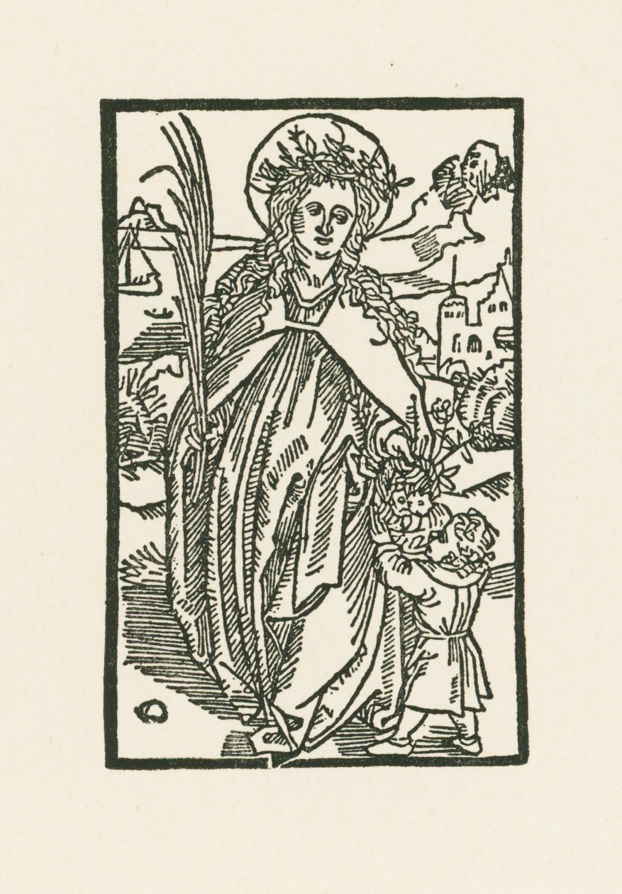 Santa Dorotea. Ilustración para Hortulus Anime. Impreso por Michael Furter, Basilea de Albrecht Dürer or Duerer