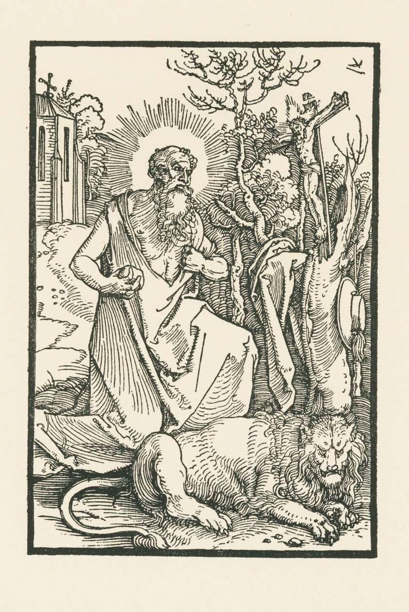 San Jerónimo. Ilustración de Lukas von Prag: Apología. Impreso por Hieronymus Höltzel, Nuremberg. de Albrecht Dürer or Duerer