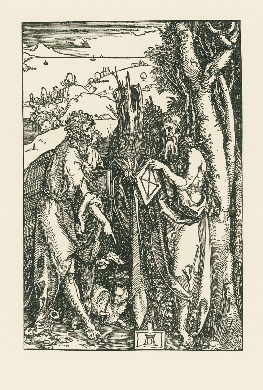San Juan Bautista y San Onfrío, c.1503-04 (xilografía) de Albrecht Dürer or Duerer