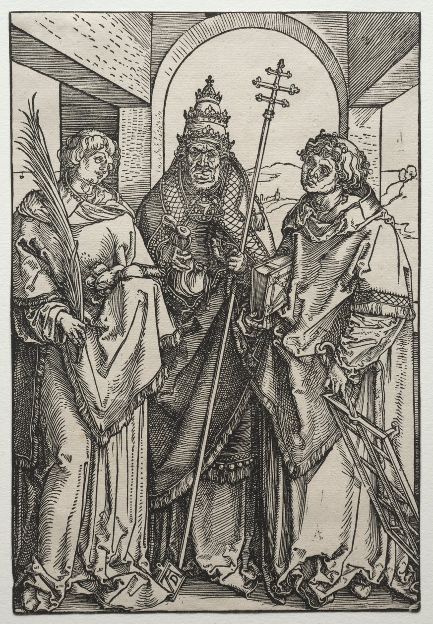 Santos Esteban, Sixto y Lorenzo, c.1504-05 (xilografía) de Albrecht Dürer or Duerer