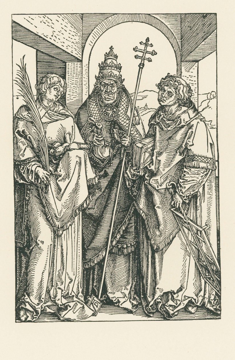 Santos Esteban, Sixto y Lorenzo, c.1504-05 (xilografía) de Albrecht Dürer or Duerer