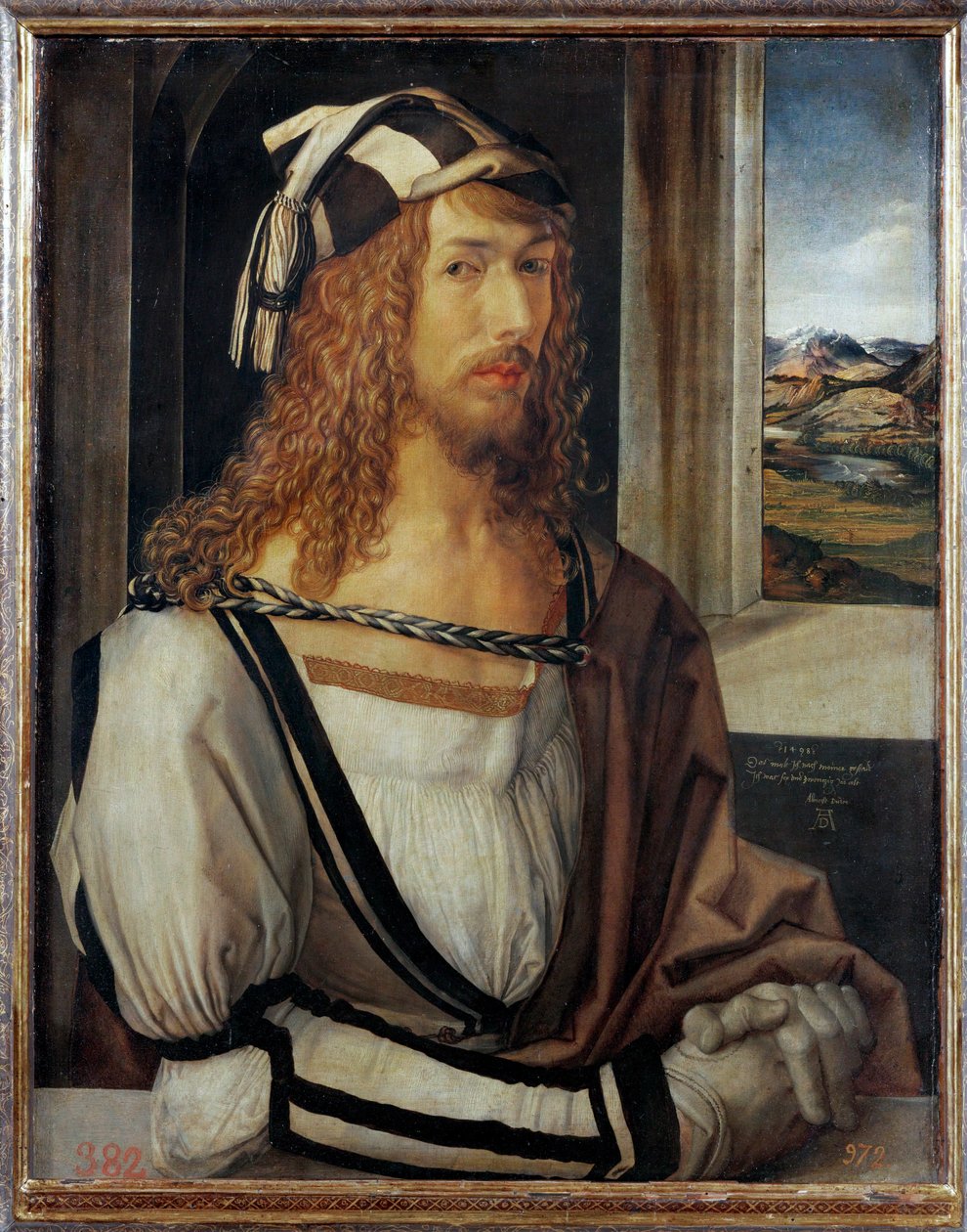 Autorretrato, con la inscripción " 1498 (óleo sobre madera) de Albrecht Dürer or Duerer