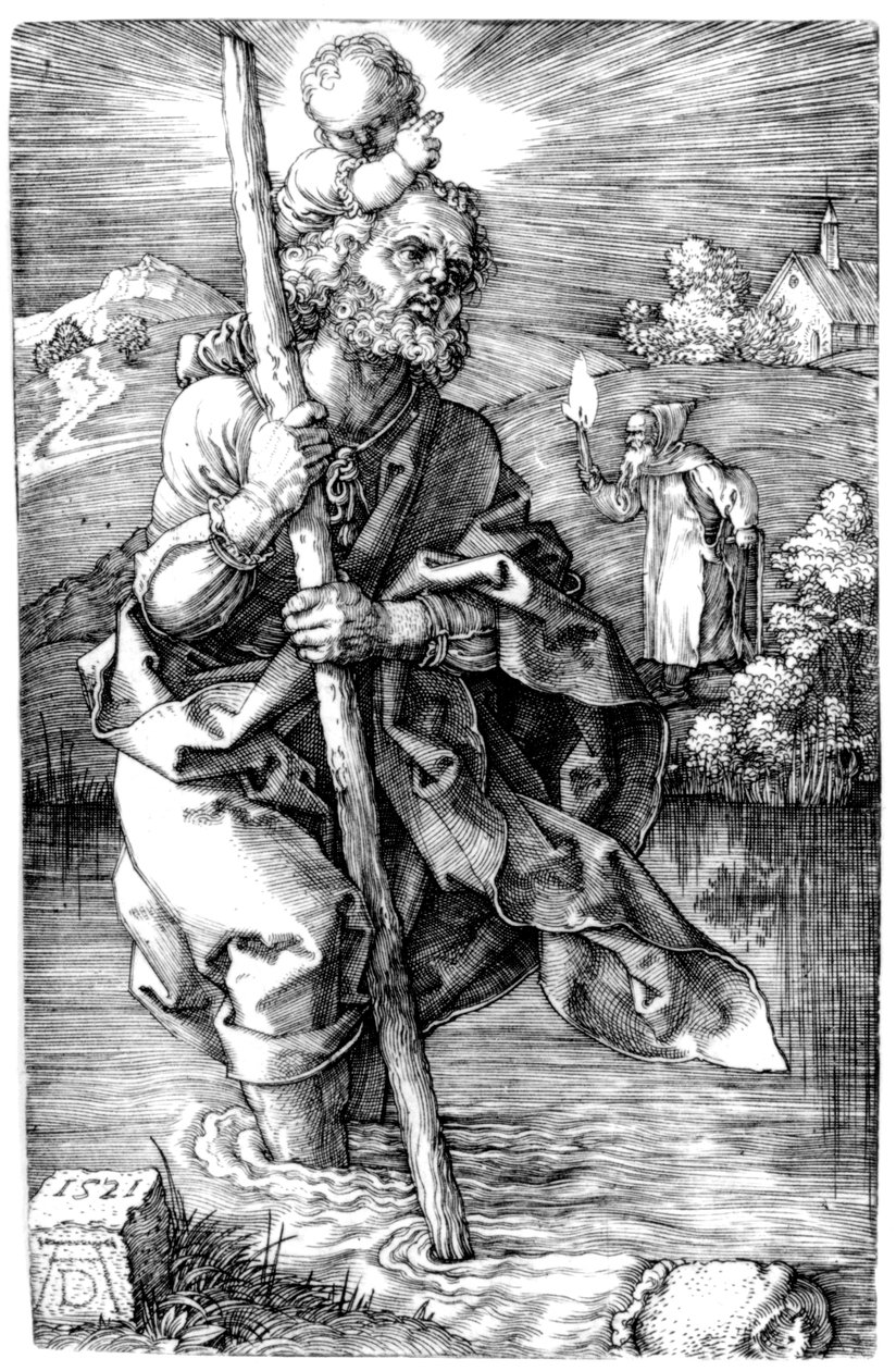 San Cristóbal mirando a la derecha, 1521 de Albrecht Dürer