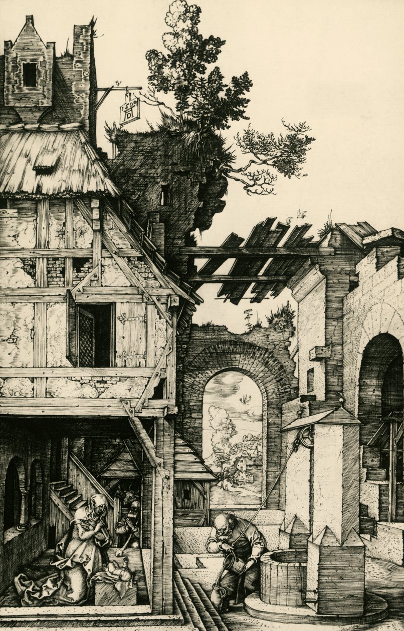 La Adoración del Niño, grabado por Albrecht Dürer de Albrecht Dürer