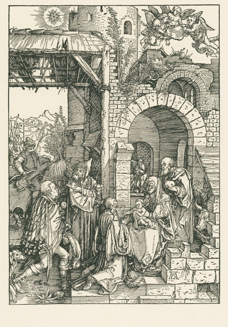 La adoración de los Reyes Magos, c.1503 (xilografía) de Albrecht Dürer or Duerer