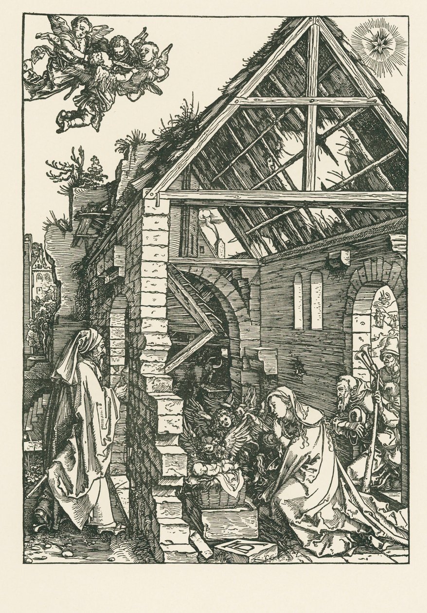 La adoración de los pastores, c.1502-03 (xilografía) de Albrecht Dürer or Duerer