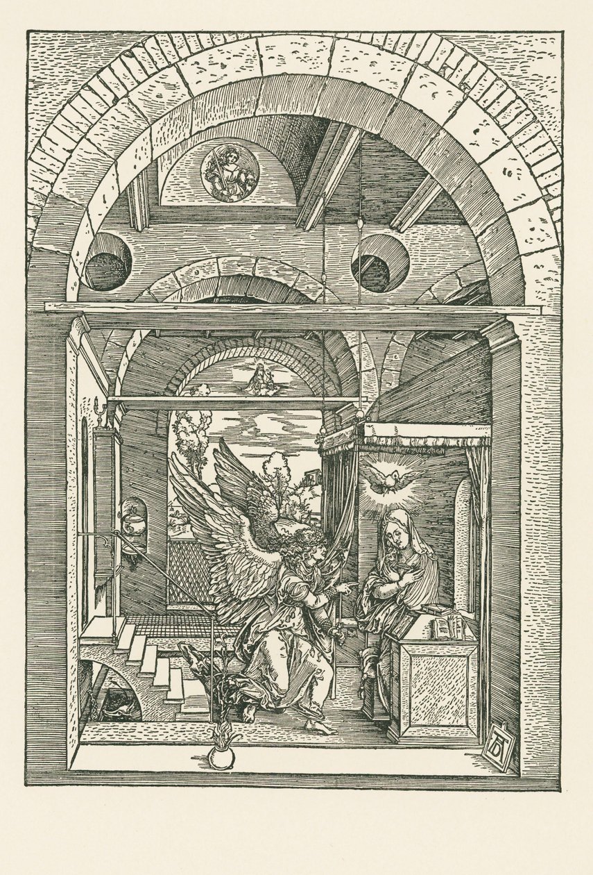 La Anunciación, c.1503 (xilografía) de Albrecht Dürer or Duerer
