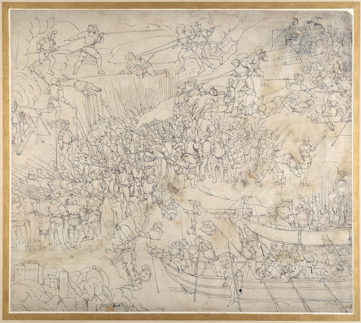 El asalto cerca de Rorschach en el lago Constanza, c.1500 de Albrecht Dürer