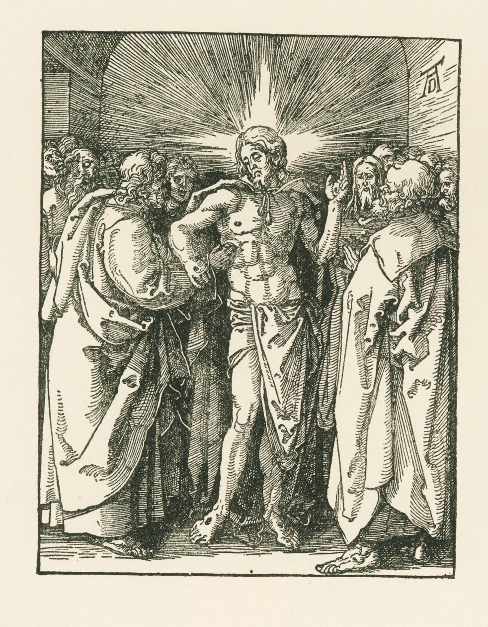 La Incredulidad de Santo Tomás, c.1510-10 (xilografía) de Albrecht Dürer or Duerer