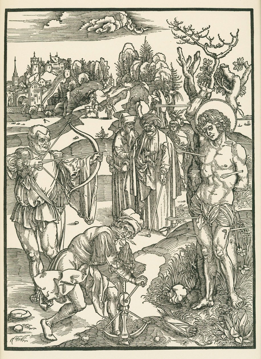 Martirio de San Sebastián, c.1500 (xilografía) de Albrecht Dürer or Duerer