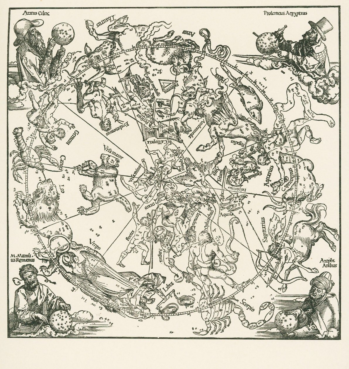 El hemisferio norte del globo celeste de Albrecht Dürer or Duerer