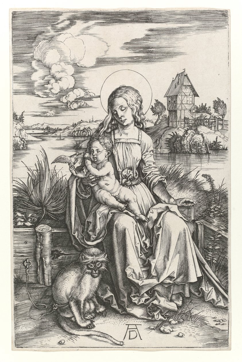 La Virgen con el mono, c.1498 de Albrecht Dürer