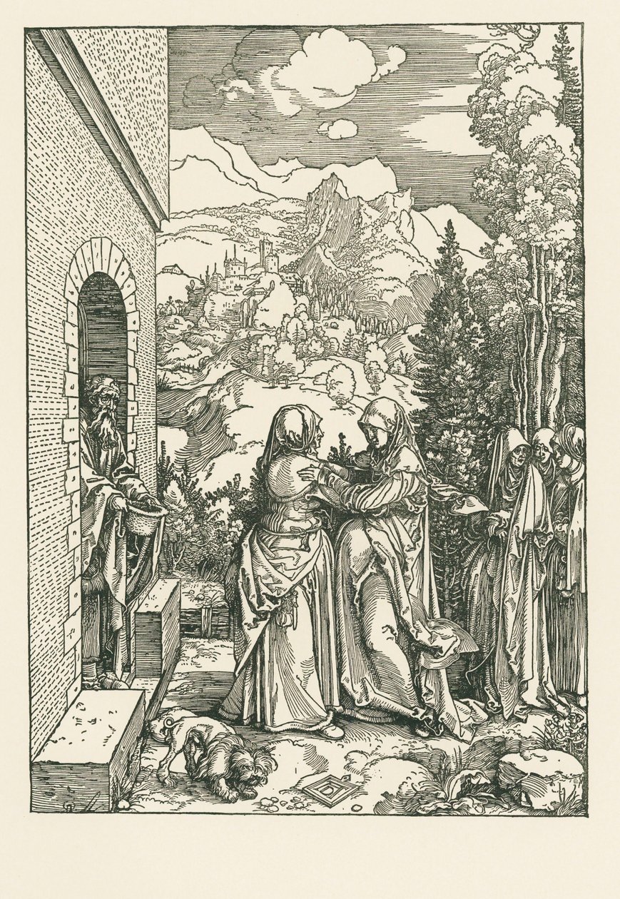 La Visitación - Santa María visita a Santa Isabel, c.1503-04 (xilografía) de Albrecht Dürer or Duerer