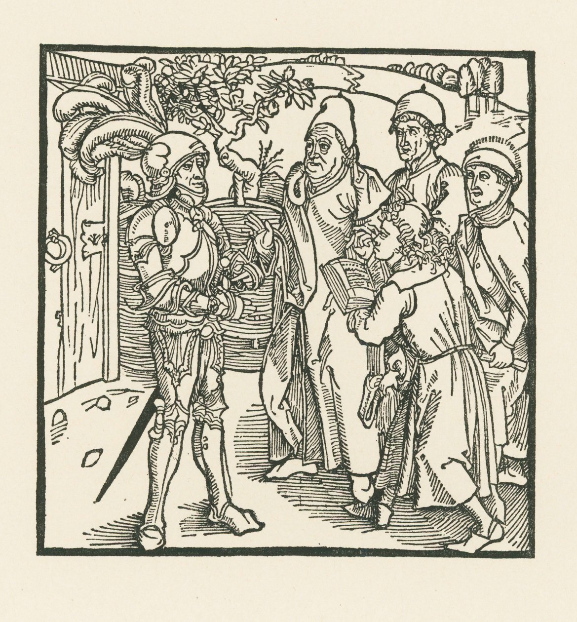 El caballero encarga a dos escribas y dos sacerdotes la compilación de este libro de Albrecht Dürer or Duerer