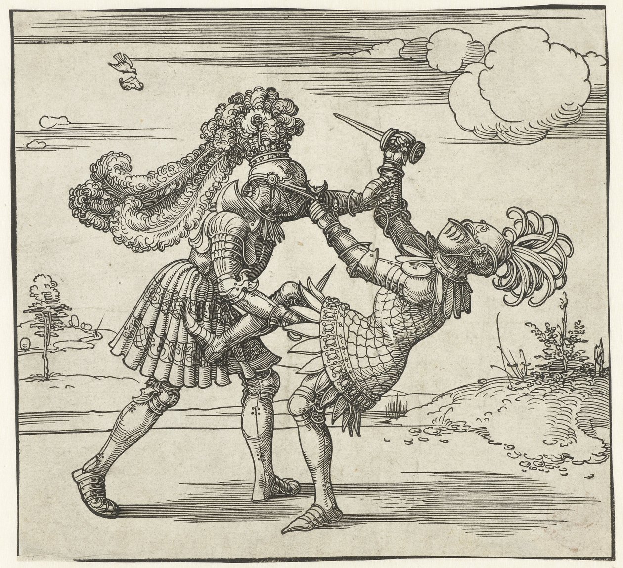 Dos caballeros luchando de Albrecht Dürer or Duerer