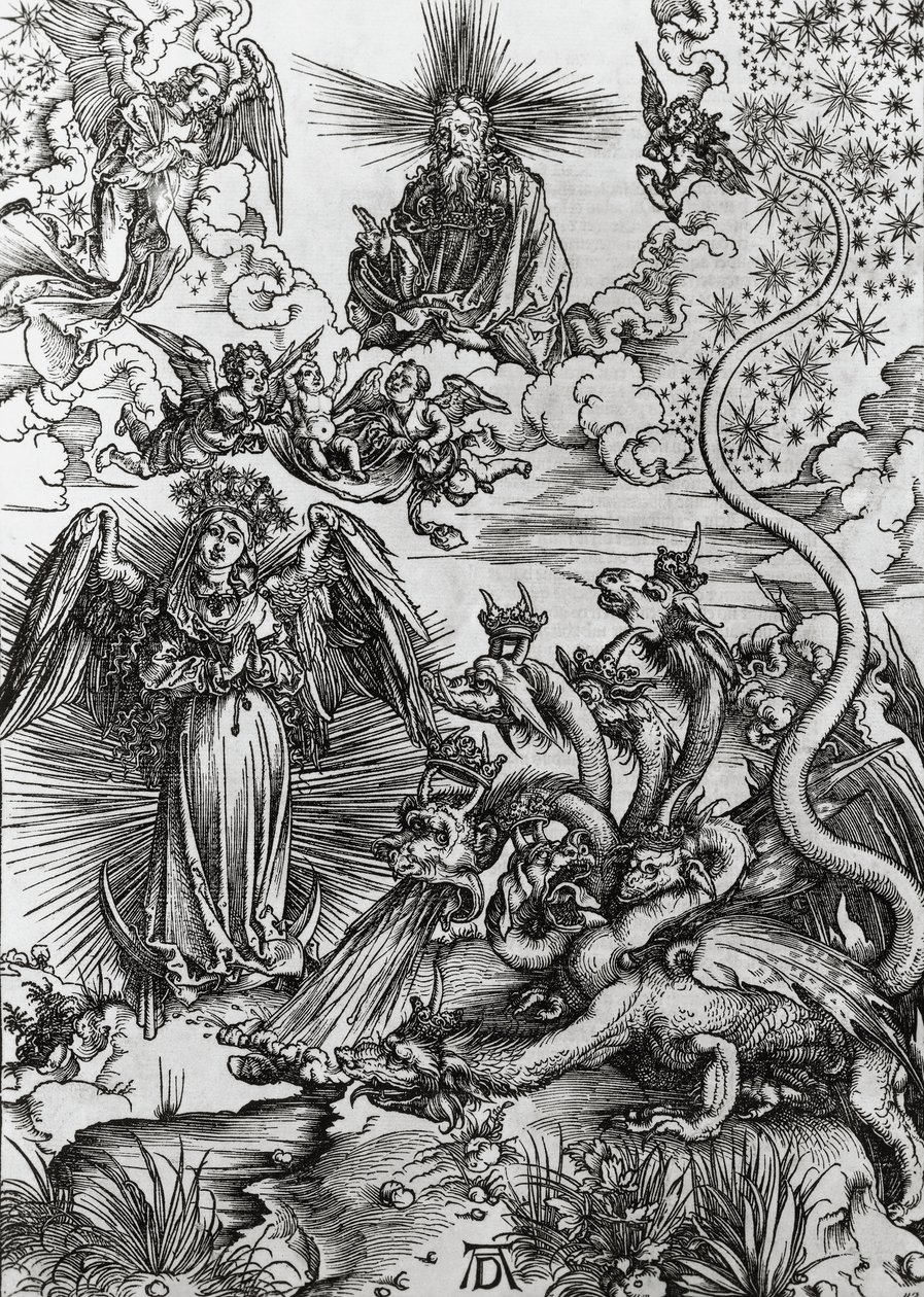 Mujer del Apocalipsis y dragón de siete cabezas, Apocalipsis de Albrecht Dürer