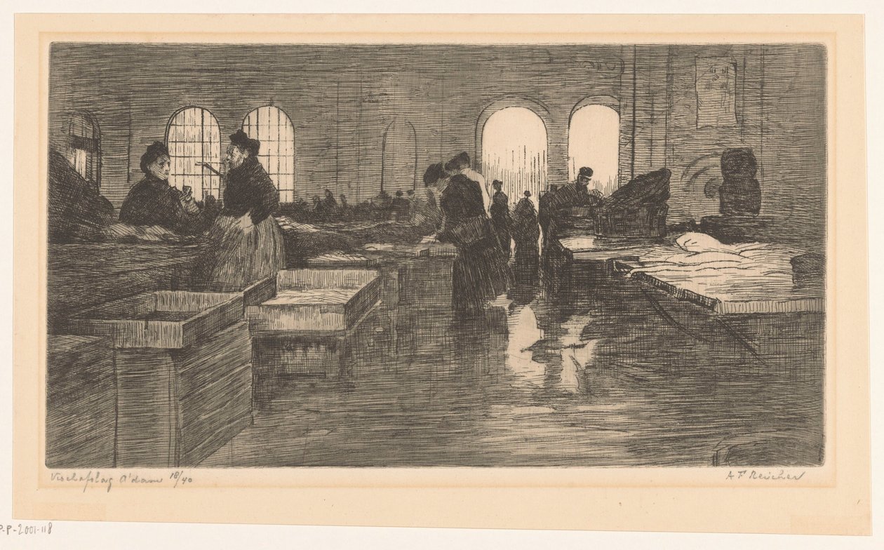 Interior del Vismarkt en el Nieuwmarkt de Ámsterdam
Mercado de pescado de Ámsterdam (título original del objeto) de Albrecht Felix Reicher (signed by artist)