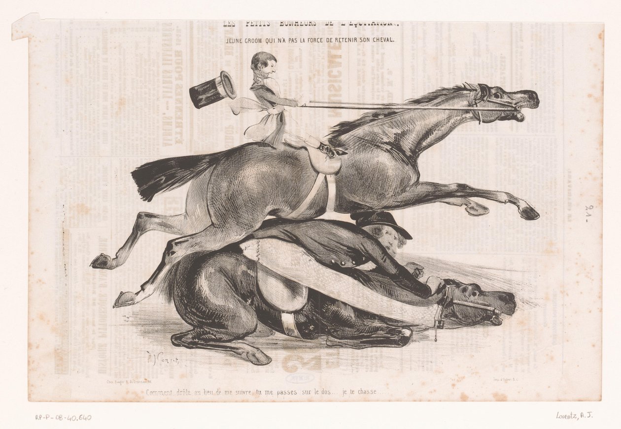 Un joven pierde el control de su caballo
Jeune groom qui n