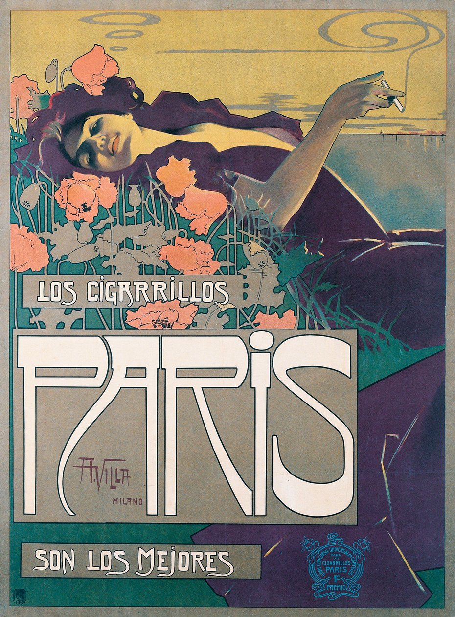 Póster de Cigarrillos París por Aleardo Villa de Aleardo Villa