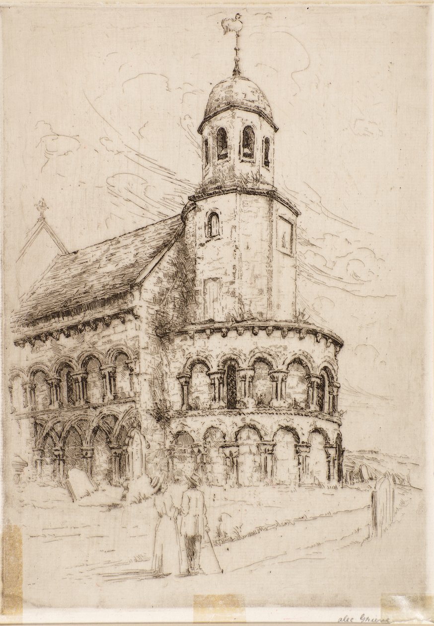 Iglesia de Leuchars (ábside normando) (grabado) de Alec Grieve