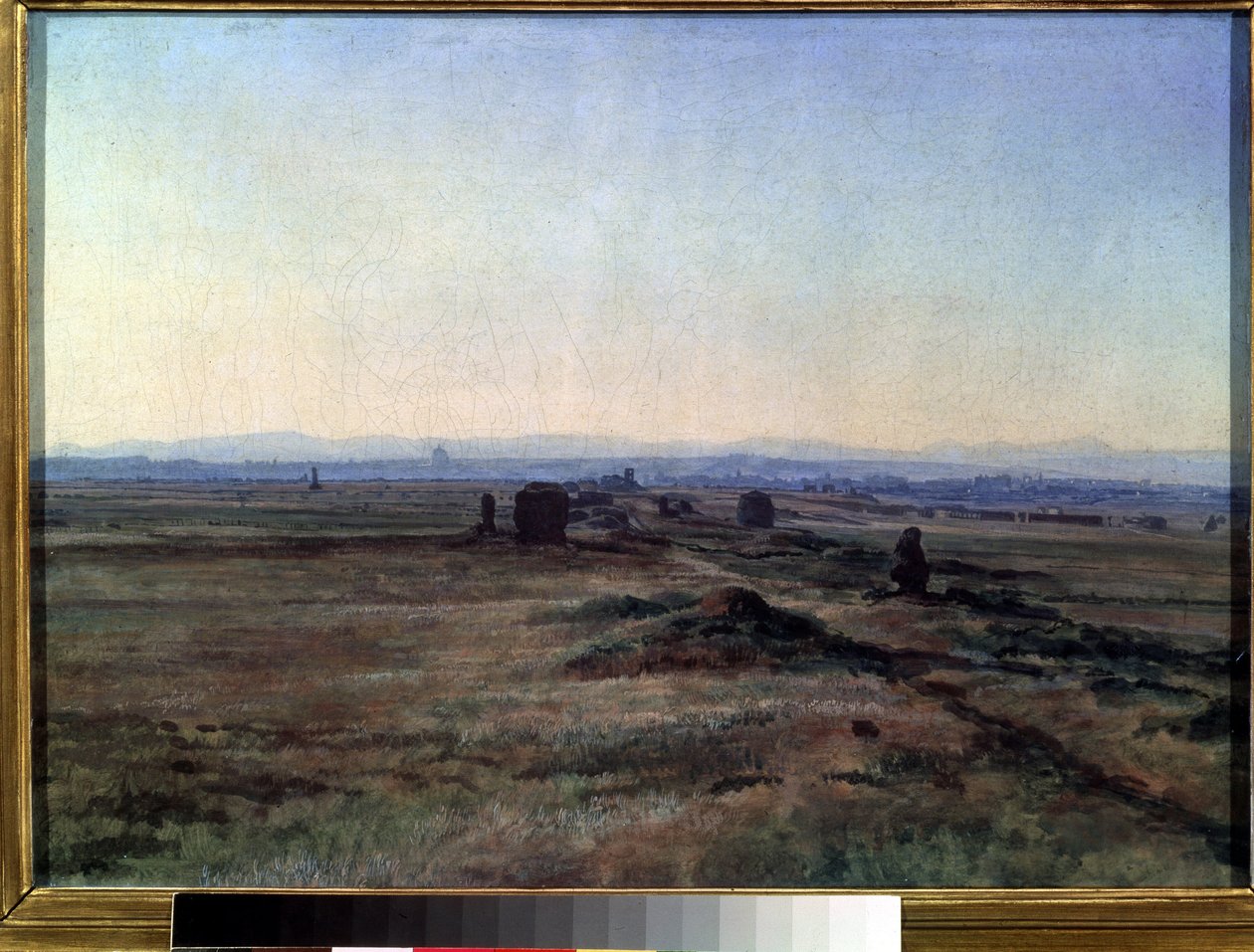 ""Vista de Via Appia (Vía Apia) al atardecer"" Pintura de Alexander Ivanov (1806-1858) 1845 Galería Estatal Tretyakov, Moscú de Aleksandr Andreevich Ivanov