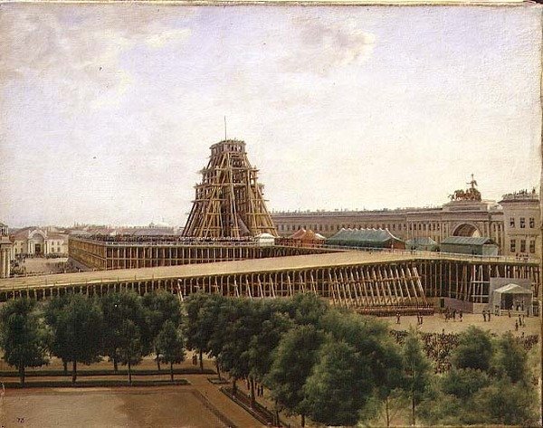 Levantamiento de la Columna de Alejandro en la Plaza del Palacio de Aleksandr Gavrilovich Denisov