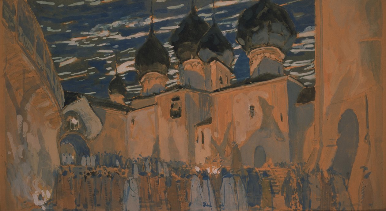 Diseño de escenario para la ópera La doncella de Pskov de N. Rimsky-Korsakov, 1901 de Aleksandr Jakovlevic Golovin
