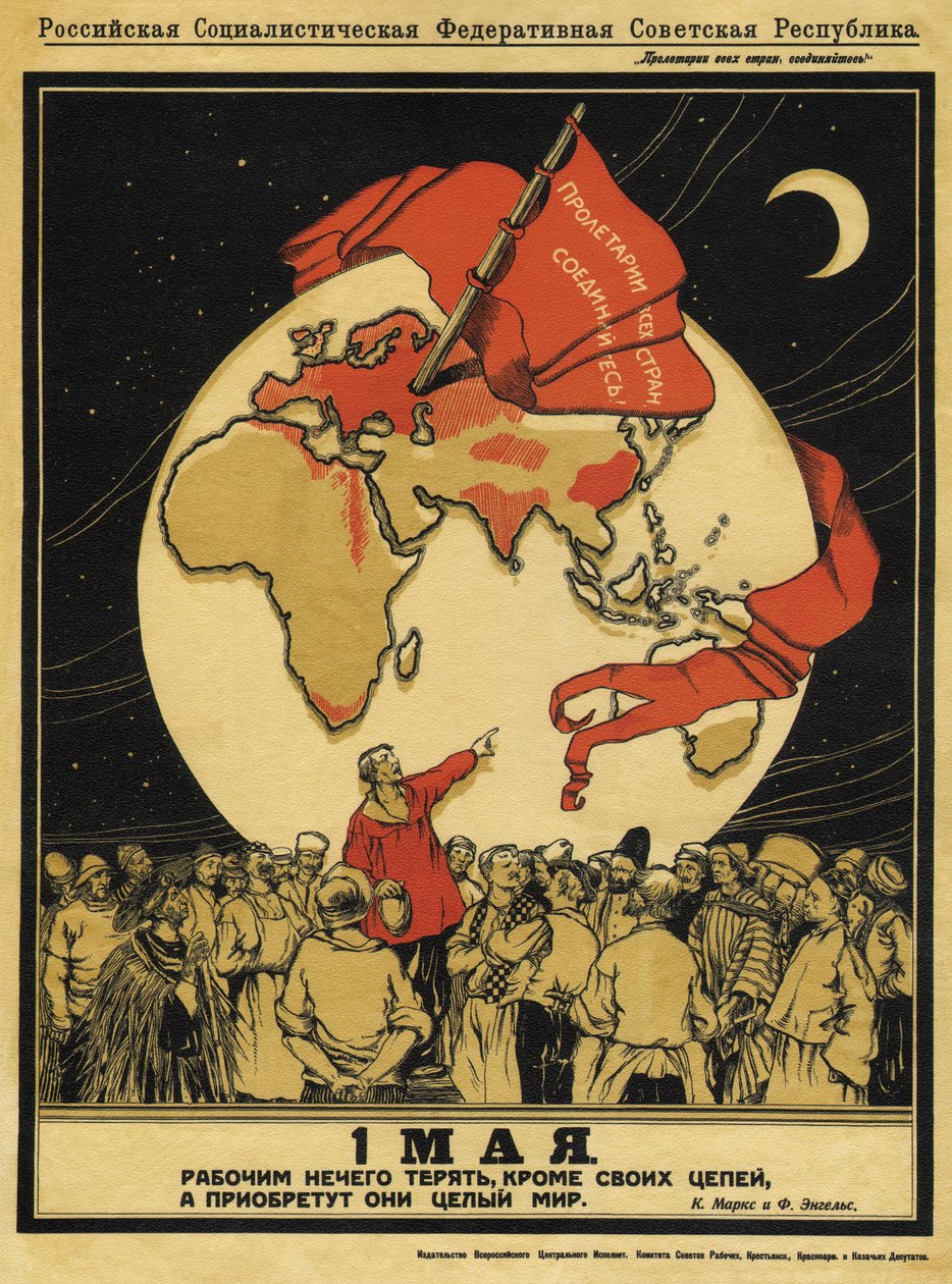 El 1 de mayo. Los trabajadores no tienen nada que perder, pero tienen todo el mundo por ganar - Apsit, Alexander Petrovich (1880-1944) - 1919 de Aleksandrs Apsit