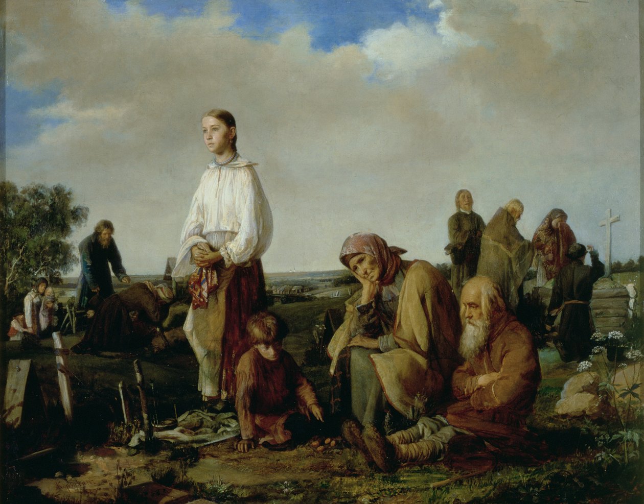 El velorio en el cementerio, 1865 de Aleksei Ivanovich Korzukhin