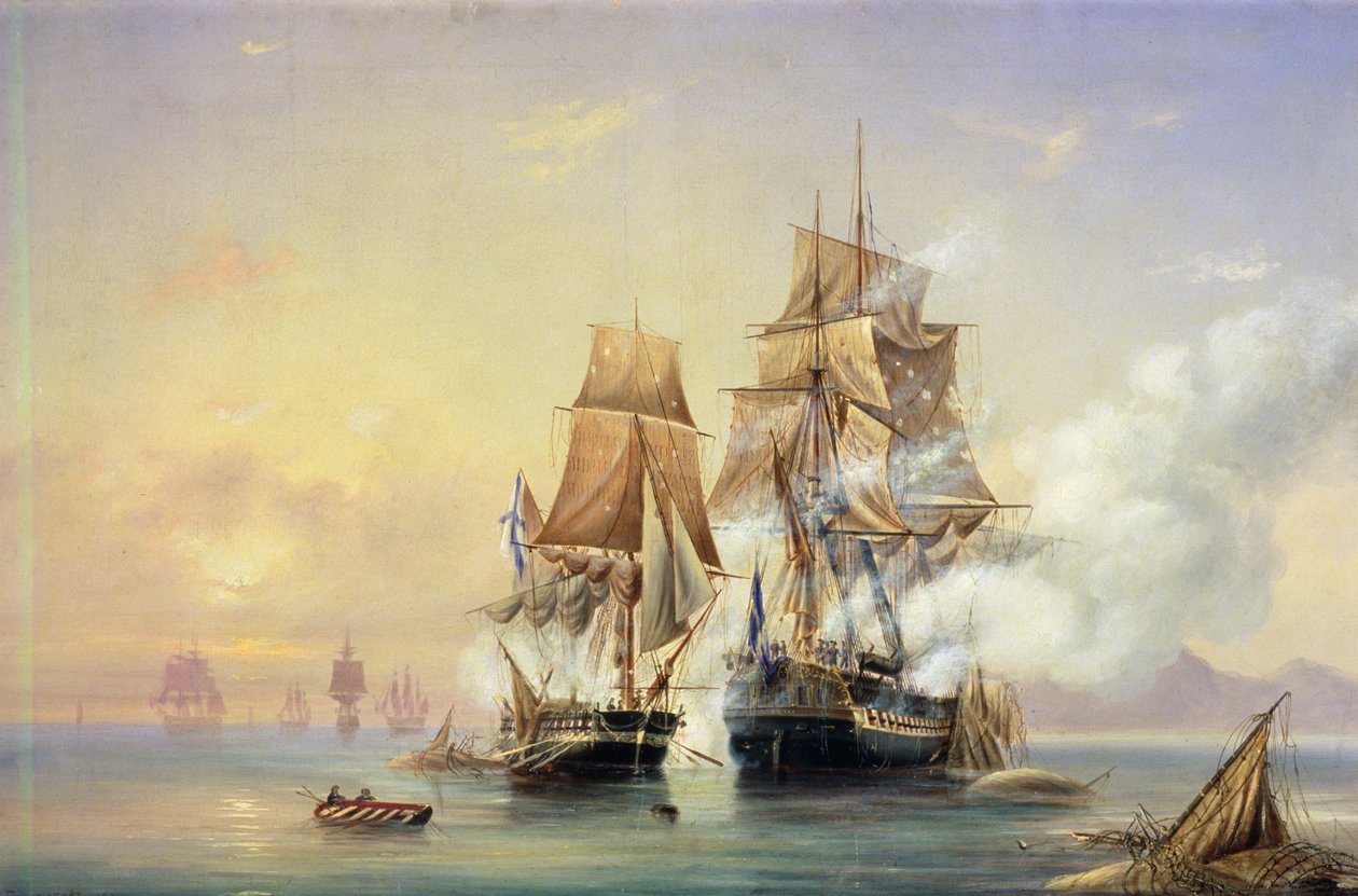 El Cortador Ruso Mercury captura la fragata sueca Venus el 21 de mayo de 1789, 1845 de Aleksei Petrovich Bogolyubov