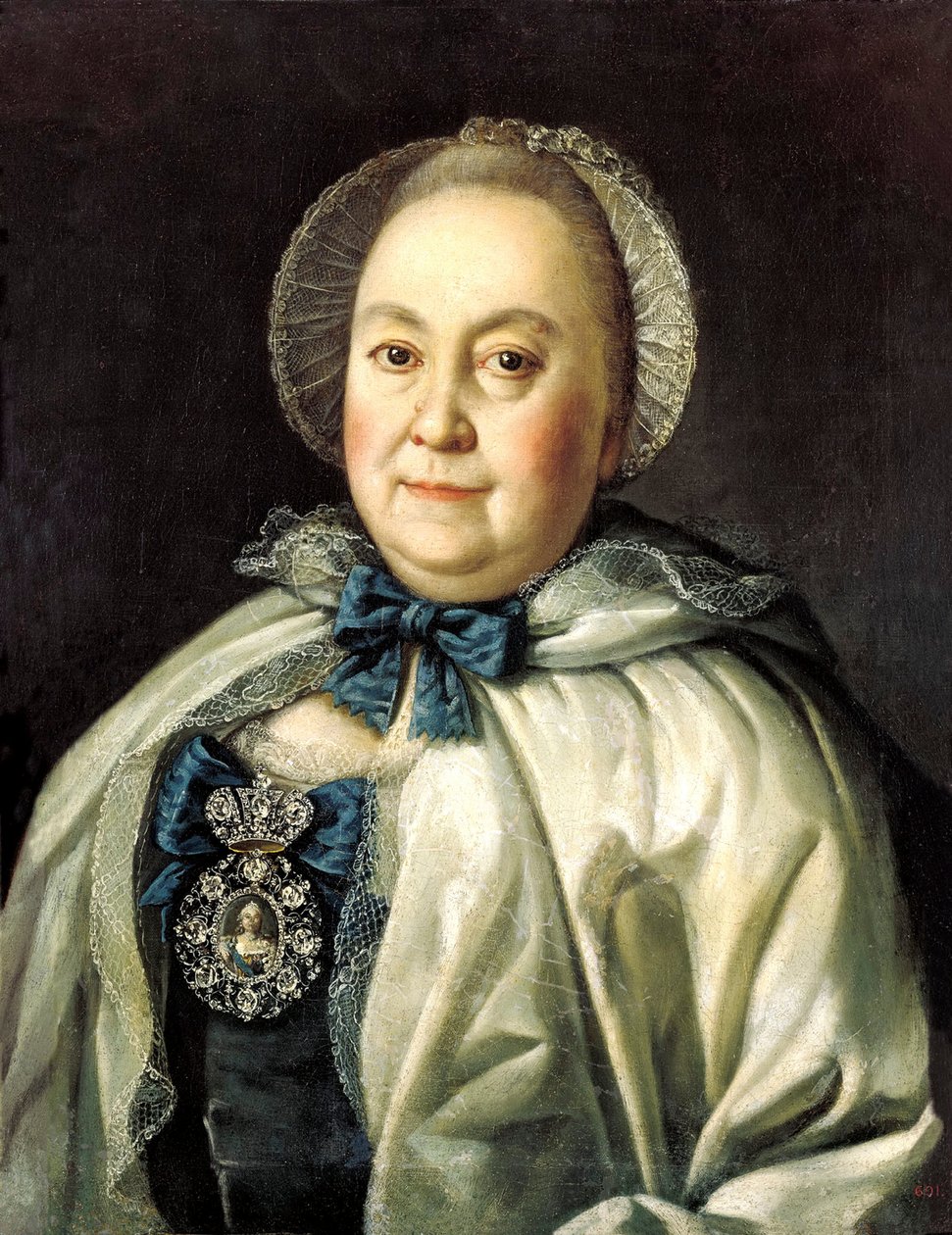 Retrato de la dama de compañía Condesa Maria A. Rumyantseva, 1698-1788, 1764 de Aleksei Petrovich Antropov