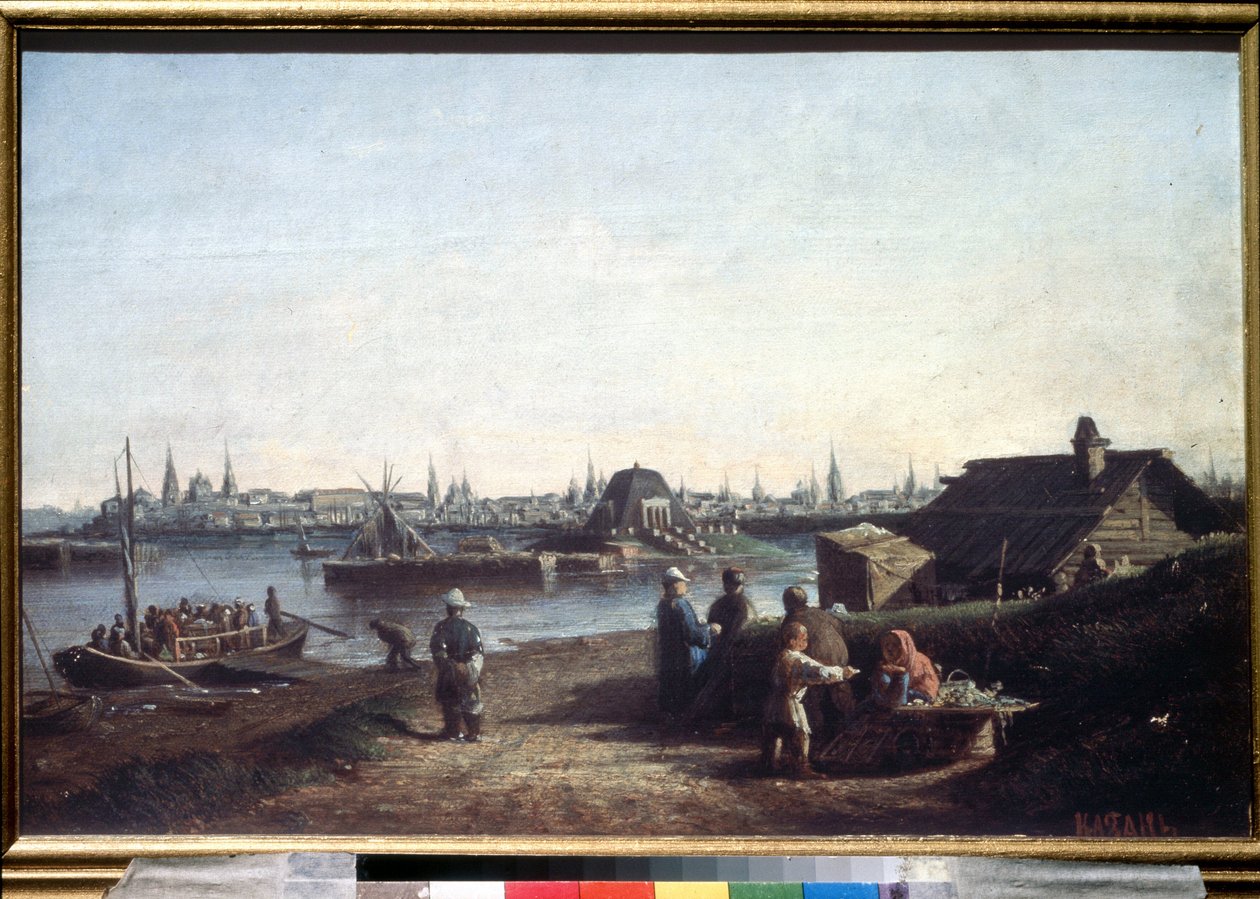 ""Vista de la ciudad de Kazan en el Volga en Rusia"" Pintura de Alexei Petrovich Bogolyubov (Bogoliubov o Bogoliubov)(1824-1896) 1861 Museo Estatal Ruso, San Petersburgo de Aleksei Petrovich Bogolyubov