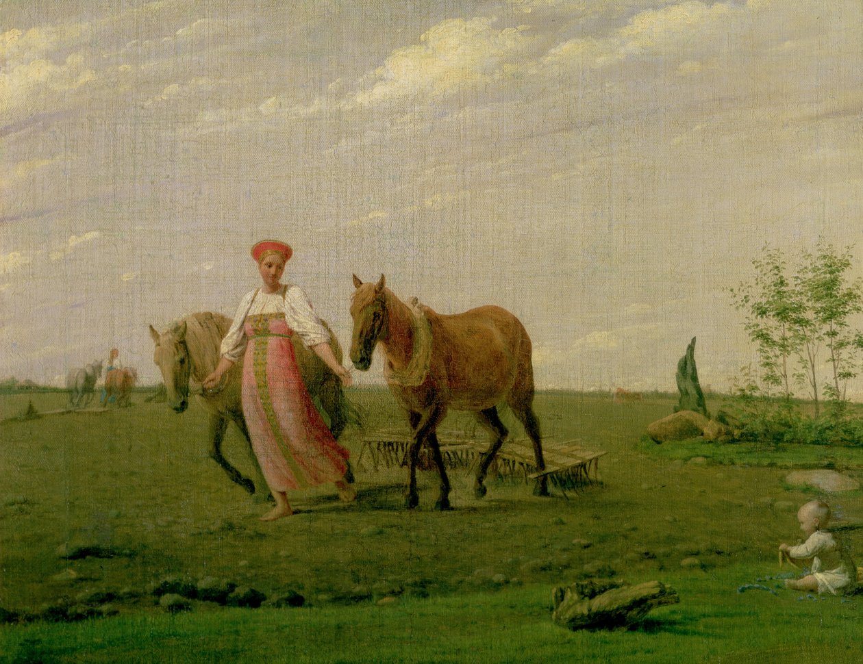 Arando en primavera, 1820s de Aleksei Gavrilovich Venetsianov