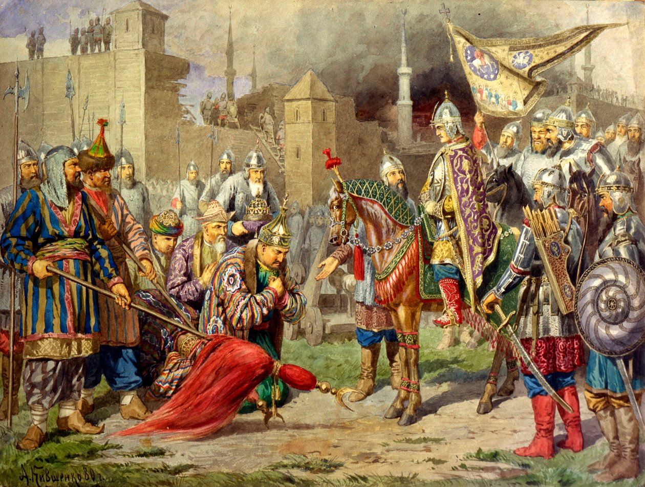 El Zar Iván IV Conquistando Kazán en 1552 de Aleksey Kivshenko