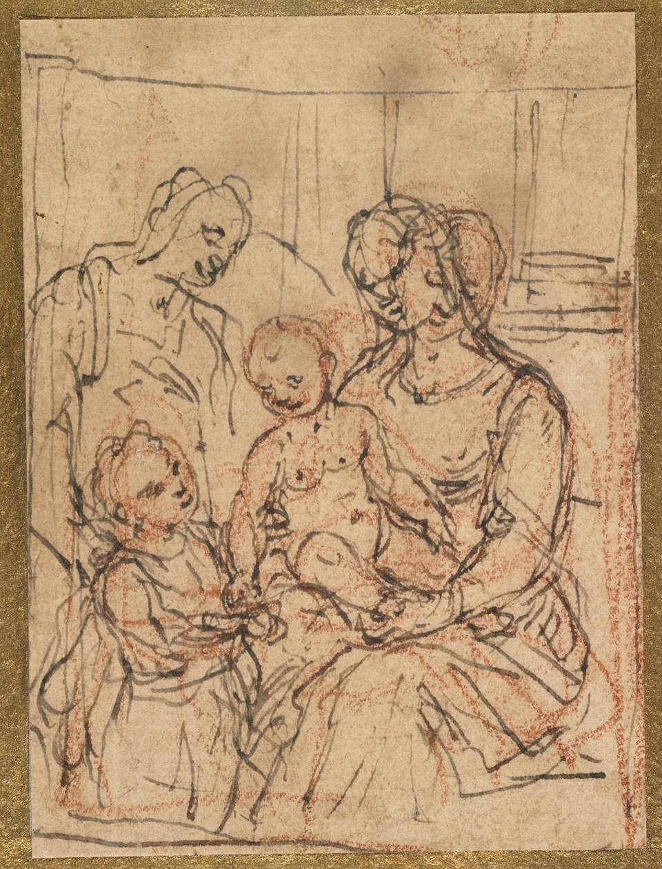 Madonna y el Niño con Santa Isabel y el Infante San Juan Bautista, mediados del siglo XVI de Alessandro Casolani