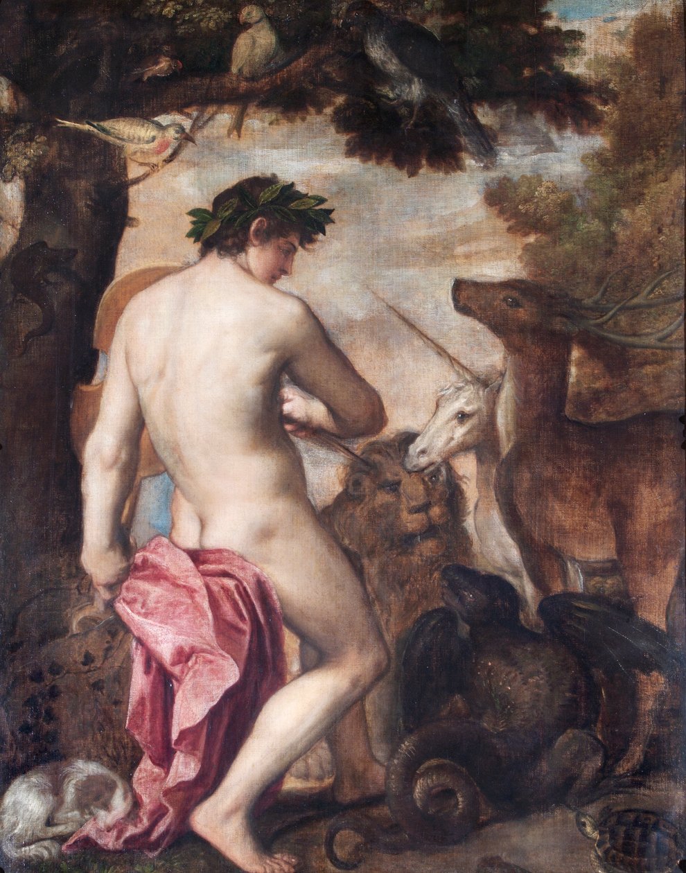 Orfeo encantando a los animales (óleo sobre lienzo) de Alessandro (1588–1649) (attr. to) Titian (workshop of) and Padovanino