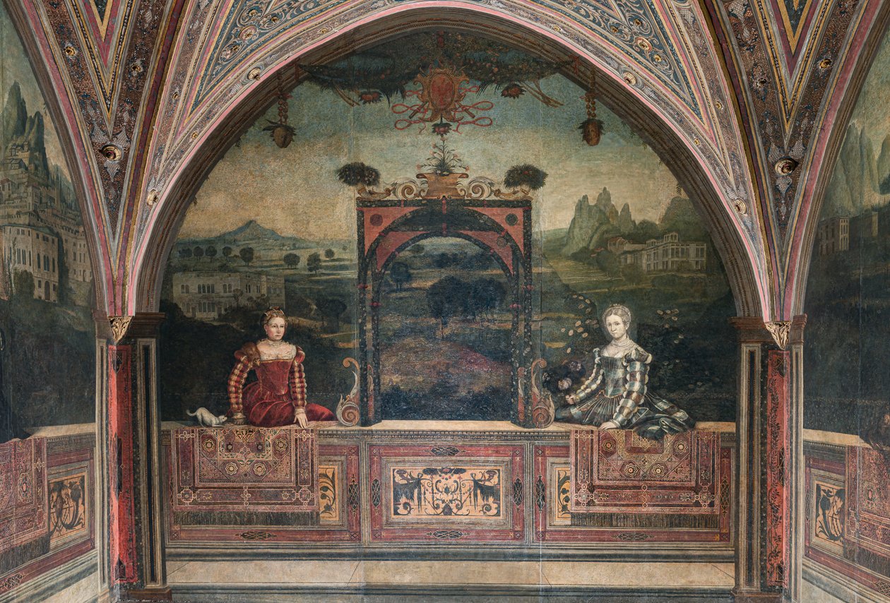 Pequeña habitación de las damas nobles (óleo sobre lienzo pegado a las paredes) de Alessandro Bonvicino Moretto