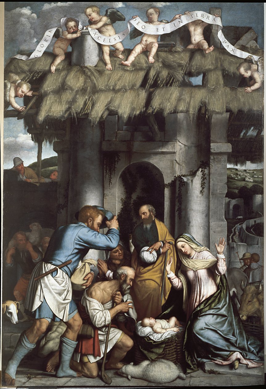 La Adoración de los Pastores de Alessandro Bonvicino Moretto