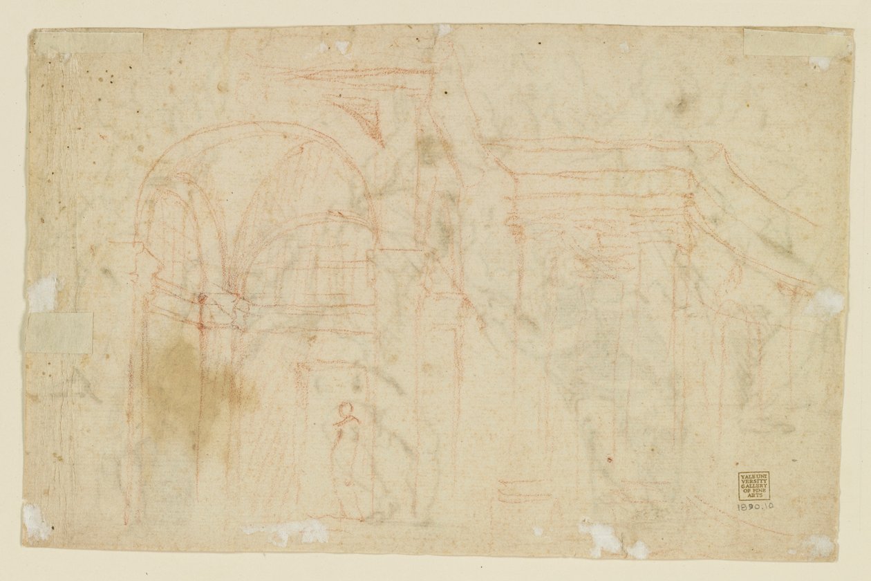 Estudios de Ángeles y Cupidos (Anverso); Estudios de arquitectura (verso) de Alessandro Casolani