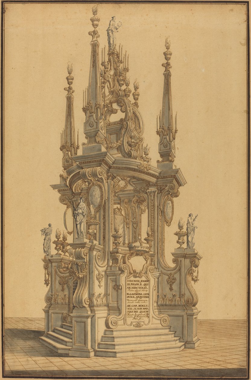Magnífico Catafalco en Honor de Juan III, Rey de Polonia de Alessandro Galli Bibiena