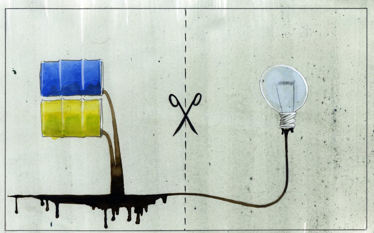 Representación alegórica de la energía limpia y los combustibles fósiles Ilustración de Alessandro Lonati de Alessandro Lonati